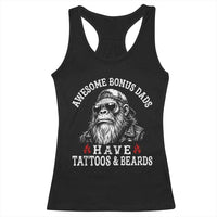 Funny Bigfoot Stepdad Racerback Tank Top Awesome Bonus Dads Have Tattoos And Beards