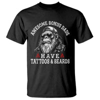 Funny Bigfoot Stepdad T Shirt Awesome Bonus Dads Have Tattoos And Beards