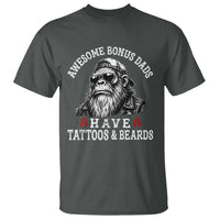 Funny Bigfoot Stepdad T Shirt Awesome Bonus Dads Have Tattoos And Beards