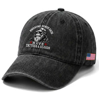Funny Bigfoot Stepdad Washed Cotton Baseball Cap Awesome Bonus Dads Have Tattoos And Beards