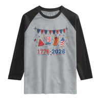 250th Anniversary USA Raglan Shirt Patriotic Watermelon Hotdog Firework 250 Years American 1776 2026 250th 4th July