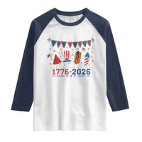 250th Anniversary USA Raglan Shirt Patriotic Watermelon Hotdog Firework 250 Years American 1776 2026 250th 4th July