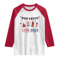 250th Anniversary USA Raglan Shirt Patriotic Watermelon Hotdog Firework 250 Years American 1776 2026 250th 4th July