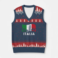 Italian Flag V-Neck Knit Sweater Vest Distressed Style Pisa Tower Colosseum Classic Scooter - Wonder Print Shop