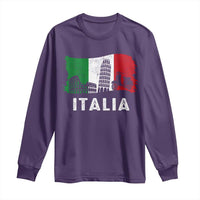 Italian Flag Long Sleeve Shirt Distressed Style Pisa Tower Colosseum Classic Scooter - Wonder Print Shop