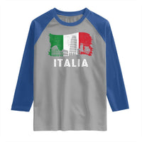 Italian Flag Raglan Shirt Distressed Style Pisa Tower Colosseum Classic Scooter - Wonder Print Shop