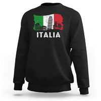 Italian Flag Sweatshirt Distressed Style Pisa Tower Colosseum Classic Scooter - Wonder Print Shop