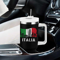 Italian Flag Tumbler With Handle Distressed Style Pisa Tower Colosseum Classic Scooter - Wonder Print Shop