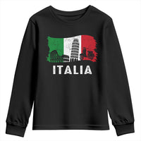 Italian Flag Youth Sweatshirt Distressed Style Pisa Tower Colosseum Classic Scooter - Wonder Print Shop