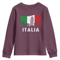 Italian Flag Youth Sweatshirt Distressed Style Pisa Tower Colosseum Classic Scooter - Wonder Print Shop