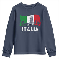 Italian Flag Youth Sweatshirt Distressed Style Pisa Tower Colosseum Classic Scooter - Wonder Print Shop