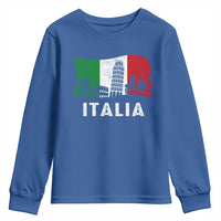 Italian Flag Youth Sweatshirt Distressed Style Pisa Tower Colosseum Classic Scooter - Wonder Print Shop
