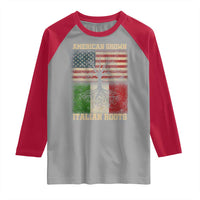 American Grown Italian Roots Raglan Shirt USA Italy Flag Family Tree Italian - Wonder Print Shop