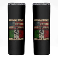 American Grown Italian Roots Skinny Tumbler USA Italy Flag Family Tree Italian - Wonder Print Shop