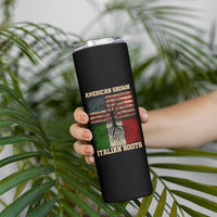 American Grown Italian Roots Skinny Tumbler USA Italy Flag Family Tree Italian - Wonder Print Shop