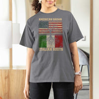 American Grown Italian Roots T Shirt For Women USA Italy Flag Family Tree Italian - Wonder Print Shop