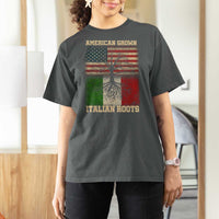 American Grown Italian Roots T Shirt For Women USA Italy Flag Family Tree Italian - Wonder Print Shop