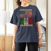 American Grown Italian Roots T Shirt For Women USA Italy Flag Family Tree Italian - Wonder Print Shop