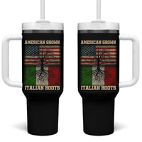 American Grown Italian Roots Tumbler With Handle USA Italy Flag Family Tree Italian - Wonder Print Shop