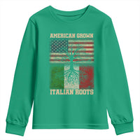 American Grown Italian Roots Youth Sweatshirt USA Italy Flag Family Tree Italian - Wonder Print Shop