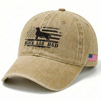 Black Lab Dad Washed Cotton Baseball Cap Funny Labrador Dad Fathers Day Gift for Dog Lovers