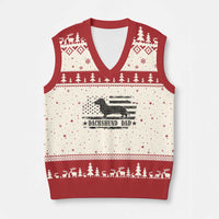 Dachshund Dog Dad V-Neck Knit Sweater Vest Fathers Day Gift for Dog Lovers American Flag - Wonder Print Shop
