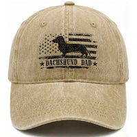Dachshund Dog Dad Washed Cotton Baseball Cap Fathers Day Gift for Dog Lovers American Flag