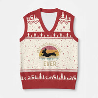 Dachshund Dog Dad V-Neck Knit Sweater Vest Vintage 60s 70s Retro Fathers Day Gift for Dog Lovers - Wonder Print Shop