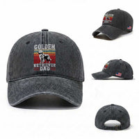 Retro Dog Golden Dad Washed Cotton Baseball Cap Fathers Day Gift for Dog Lovers Golden Retriever Dad