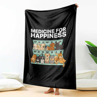 Funny Dog Lover Throw Blanket My Medicine For Happiness Called Cats Everyday - Wonder Print Shop
