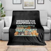 Funny Dog Lover Throw Blanket My Medicine For Happiness Called Cats Everyday - Wonder Print Shop