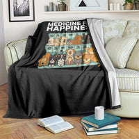 Funny Dog Lover Throw Blanket My Medicine For Happiness Called Cats Everyday - Wonder Print Shop