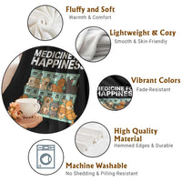 Funny Dog Lover Throw Blanket My Medicine For Happiness Called Cats Everyday - Wonder Print Shop