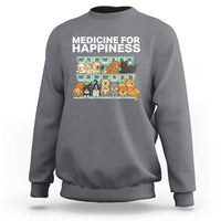 Funny Dog Lover Sweatshirt My Medicine For Happiness Called Cats Everyday - Wonder Print Shop