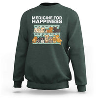 Funny Dog Lover Sweatshirt My Medicine For Happiness Called Cats Everyday - Wonder Print Shop