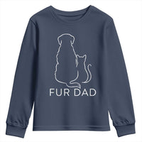 Fur Dad Youth Sweatshirt Pet Lover Cat Dog Dad Funny Fathers Day - Wonder Print Shop