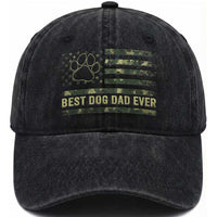Best Dog Dad Ever Washed Cotton Baseball Cap Camo American Flag USA Fathers Day Gift for Dog Lovers