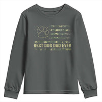 Best Dog Dad Ever Youth Sweatshirt Camo American Flag USA Fathers Day Gift for Dog Lovers - Wonder Print Shop