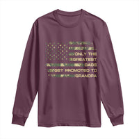 Greatest Dads Get Promoted To Grandpa Long Sleeve Shirt Retro Camo American Flag New Grandpa Gift