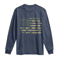 Greatest Dads Get Promoted To Grandpa Long Sleeve Shirt Retro Camo American Flag New Grandpa Gift