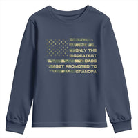 Greatest Dads Get Promoted To Grandpa Youth Sweatshirt Retro Camo American Flag New Grandpa Gift