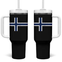 Norway Flag Tumbler With Handle Distressed Norwegian Norge Nordic Red White Blue Symbol