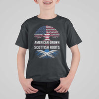 American Grown With Scottish Roots T Shirt For Kid Family Heritage USA Scotland Pride Gift