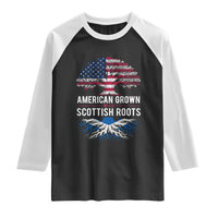American Grown With Scottish Roots Raglan Shirt Family Heritage USA Scotland Pride Gift