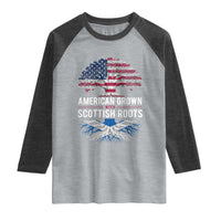 American Grown With Scottish Roots Raglan Shirt Family Heritage USA Scotland Pride Gift