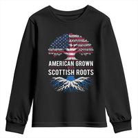 American Grown With Scottish Roots Youth Sweatshirt Family Heritage USA Scotland Pride Gift