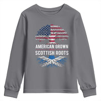 American Grown With Scottish Roots Youth Sweatshirt Family Heritage USA Scotland Pride Gift