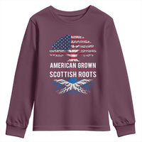 American Grown With Scottish Roots Youth Sweatshirt Family Heritage USA Scotland Pride Gift