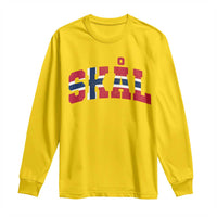 Skal Norway Flag Long Sleeve Shirt Vintage Cheers Norwegian Sayings Viking Heritage Scandinavian Graphic