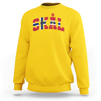 Skal Norway Flag Sweatshirt Vintage Cheers Norwegian Sayings Viking Heritage Scandinavian Graphic